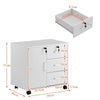White Office Filing Cabinet Mobile Printer Stand File Storage Drawers Wheels