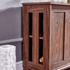 Modern Brown 2 Sliding Doors 2-Tier Shelves Sideboard Storage Cabinet Kitchen