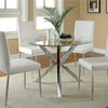 Modern 90cm Clear Glass Round Dining Table w/Chrome Cross Legs Kitchen Furniture