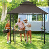 Grill Gazebo, Outdoor BBQ Gazebo with Height-adjustable Shelves, 2.4x1.5m, Brown