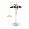 Round Black MDF Top Silver Chromed Base Bar Table Pub Table Height Adjustable