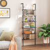 6-Tier Ladder Shelf Wall Mounted Bookshelf with Metal Frame