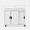 Bathroom Floor Storage Cabinet w/ 2 Sliding Doors Cupboard White 4 Wheels