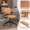 Height-Adjustable PU Leather Desk Chair Upholstered Swivel Task Chair W/Armrest