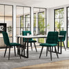 Dining Table Rectangular Marble Effects Tabletop Kitchen Table with Metal Legs