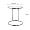 Round Glass Top End Table Living Bedroom Bed Side Sofa Coffee Table Metal Chrome