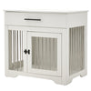 Dog Crate Furniture Wooden Crate Table Thickened Metal Tube Cage w/ Double Doors