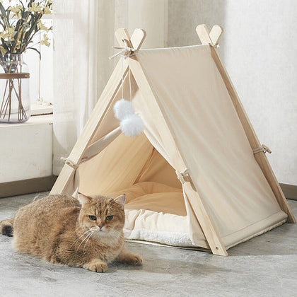 Large Pet Teepee Bed Cat Kitten Dog Puppy Igloo Play Tent Tipi House Cushion Mat