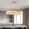 Crystal Chandelier Dimmable Oval LED Ceiling Light Pendant Lights w. Remote 70CM