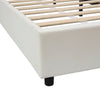 4ft6 Double Slatted Bed Frame, Headboard with Charging Port and Lighting Beige