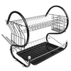 Multifunctional S-shaped Dual Layers Dish Drainer Holder Plate Rack Kitchen Sink