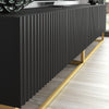 TV Unit 200cm Modular Cabinet | Fluted Doors | Black Matt | Gold Metal Base