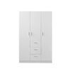 White 3 Door 3 Drawer Triple Wardrobe with Storage Shelves Hanging Rail Bedroom
