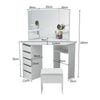 Classic Corner Dressing Table Stool Set White Makeup Desk Vanity Mirror 5 Drawer