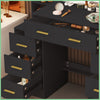 Black Dressing Desk with LED Lighted Makeup Mirror and 7 Drawers Vanity Set