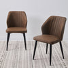 2X Brown Faux Leather PU Dining Chairs Dining Room Cafe Kitchen Chairs Furniture