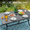 6-Person Outdoor Patio Tables Metal Outdoor Dining Table 1.57" Umbrella Hole