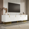 Modern TV Stand Cabinet TV Entertainment Centre Unit mit Gold Metal Legs, White