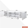 200cm High Gloss White TV Unit Stand Cabinet with RGB LED Living Room Furniture