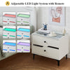 White High Gloss LED Bedside Table Cabinets 2Drawers Nightstand Modern Bedroom