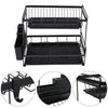 Metal Dish Drainer Rack Tray Cutlery Plate Cup Holder Sink Washing Up Bowl 2Tier
