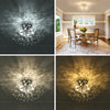 LED Ceiling Light Firework Pendant Vintage Lampshade Chandelier Crystal Droplets