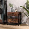 Rustic Chest of 2 Drawers Night Bedside Table Bedroom End Table Cabinet Storage