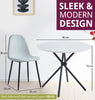 Dining Table Set, Small Round White Marble Effect Kitchen Table & 2 Grey Chairs