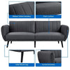 2 Seater Sofa Bed Convertible Futon Bed Settee with Wooden Legs Recliner Couch