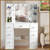 White Dressing Table with LED Mirror Modern Makeup Desk Vanity Table Set Bedroom