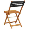 Brokky Folding Garden Chairs 8 pcs Black Poly Rattan and Solid Wood,Folding I9R1
