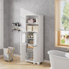 Tall Bathroom Cabinet 6 Shelves Wooden Tall Slim Storage Shelving Cupboard UK