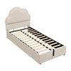 3ft Single Ottoman Storage Bed with Cloud Shaped Upholstered Headboard, Beige