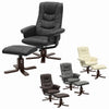 Faux Leather Swivel Recliner Chair Wooden Base w/Foot Stool Armchair Home Office