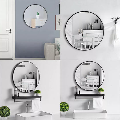 40/50/60/80cm Bathroom Mirror Round Frame Home Glass Wall Mounted Vanity Circle