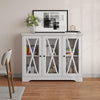 3 Glass X Door Console Table Sideboard Buffet Cabinet Storage Display Cupboard
