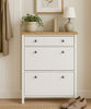 White Slim Shoe Cabinet Storage Unit Narrow Hallway Cupboard Drawer Wooden Rack