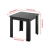 Small Space Dining Set 3Pcs Square Dining Table+ 2 Dining Chair Set Black Wooden