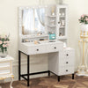 Dressing Table Set with 3 Colours LED Lights Mirror Vanity Makeup Desk 5 Drawer
