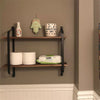 2 Tiers Rustic Floating Shelves Wooden Wall Mounted Shelf Display Rack
