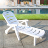 Folding Sun Lounger Plastic Outdoor Garden Chair Sun Bed Seating Relaxing White