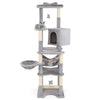 Pet Furniture Kitty Activity Center Multi-level Cat Tree w/ Basket Bed-Grey