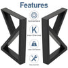2X K-Shape Black Industrial Metal Table Leg Desk Bench Triangle Cross Frame Legs