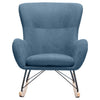 High Back Rocking Armchair Sofa Velvet Linen Solid Wood Swing Lounge Chair Seat