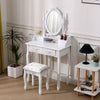 Dressing Table with Mirror and Stool, Vanity Desk with Mirror and Drawers White