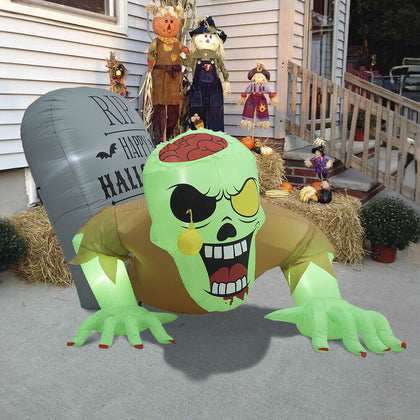 5FT Halloween Inflatables Ghost Tombstone Blow Up Outdoor Built-In LED Light