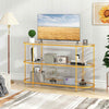 140cm TV Console Table with Tempered Glass Shelves