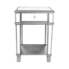 Accent Silver Mirrored End Table Bedroom Living Coffee Side Table Desk w/ Drawer