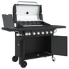 Gas BBQ Grill with 7 Burners Barbecue Black Powder-coated Steel
