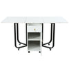 Space-saving Folding Dining Table Drop Leaf Table with Drawer Black Legs